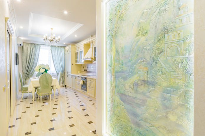 fresco sobre yeso en tonos pastel
