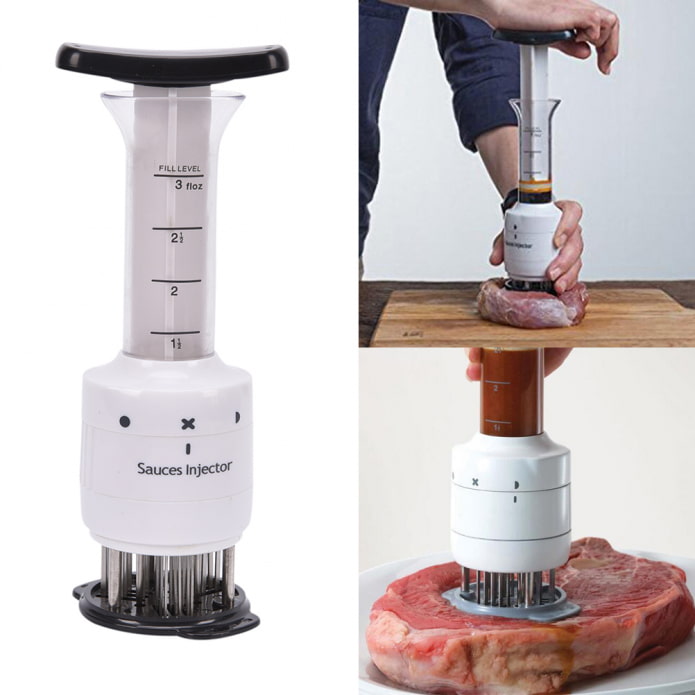 Jeringa para marinar carne