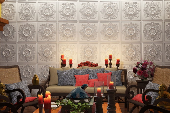 Diseño de baldosas de yeso en el interior