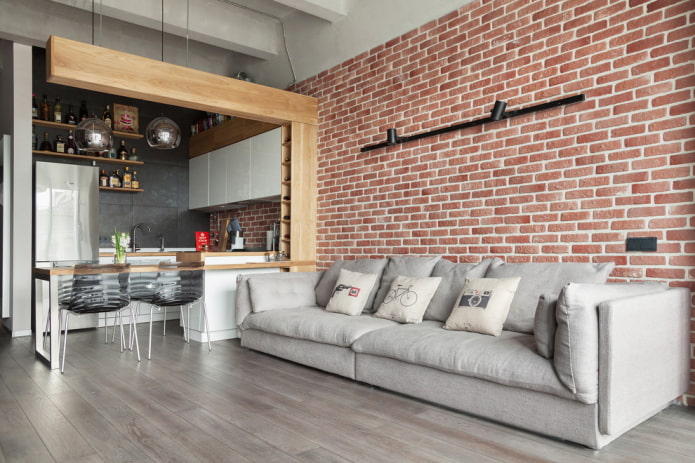 Azulejos de yeso en el interior de estilo loft