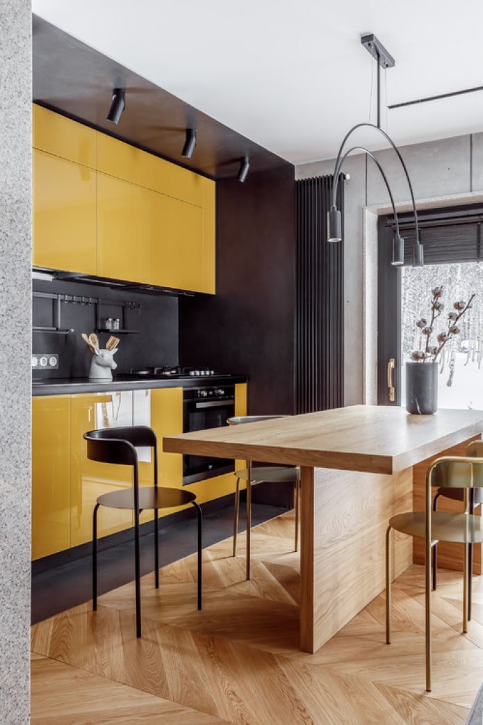 cocina brillante en brillo