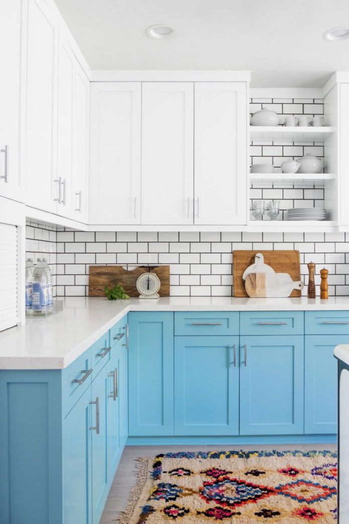 Cocina azul bicolor