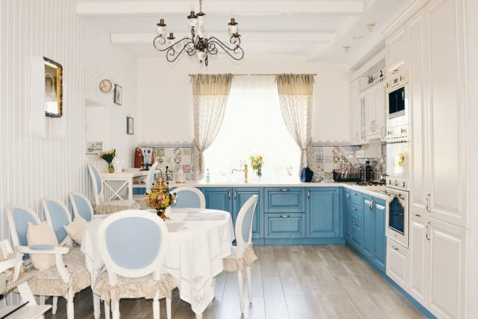 mantel para una cocina azul