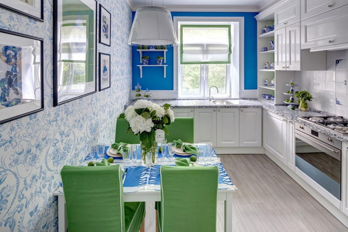 interior de cocina azul-verde