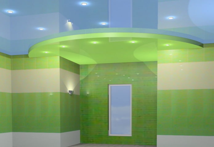 Diseño de techo con una combinación de colores verde y azul