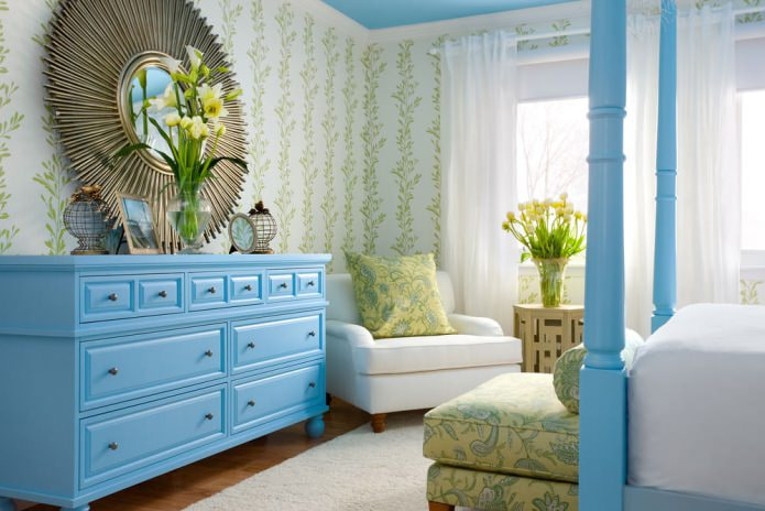 Interior azul y verde
