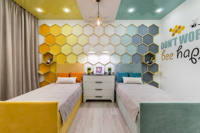 interior de habitación infantil amarillo y azul