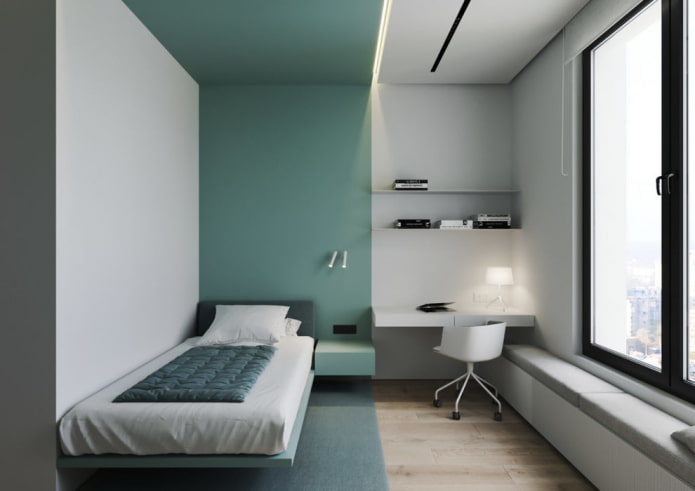 Habitación infantil azul de estilo minimalista