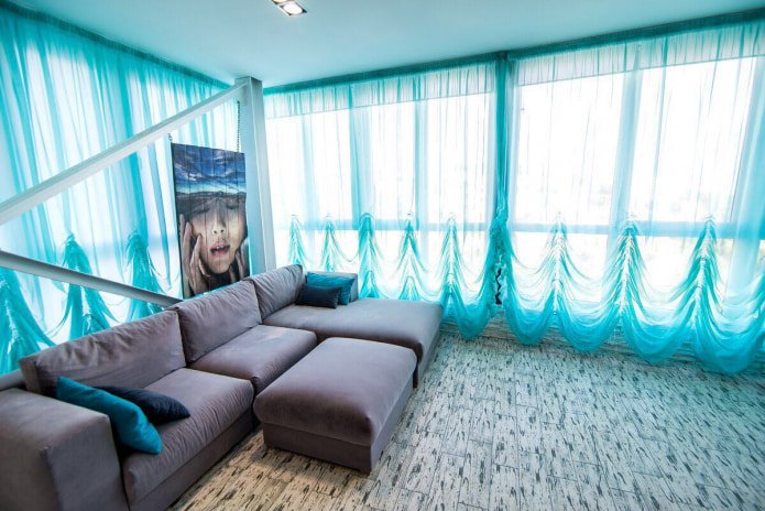 Cortinas austriacas turquesa