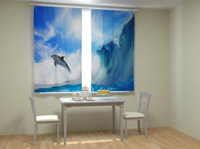 Foto cortinas con delfines