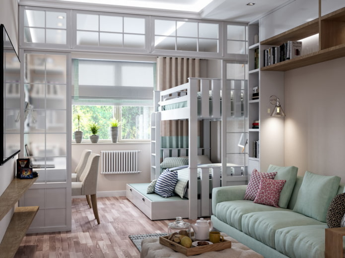 Planificación de una habitación infantil y sala de estar combinadas