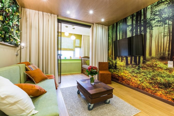 Distribución por zonas de la habitación infantil en el interior de la sala de estar