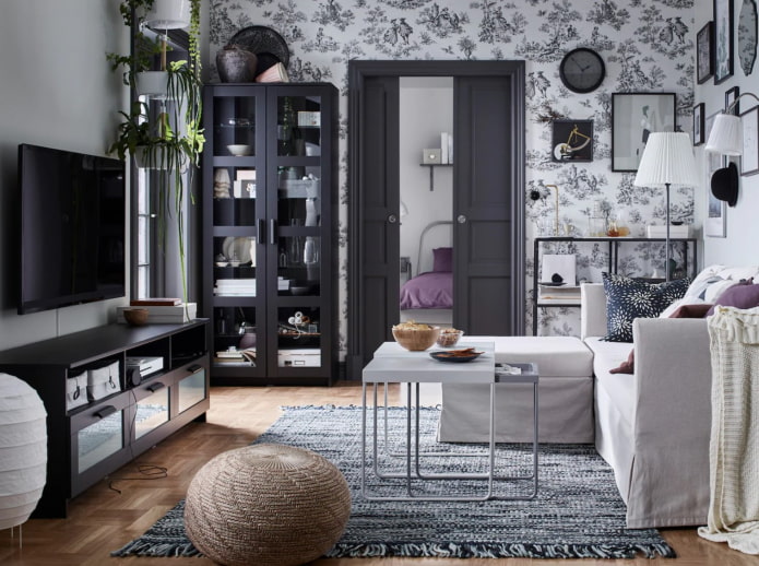 muebles oscuros para el salón