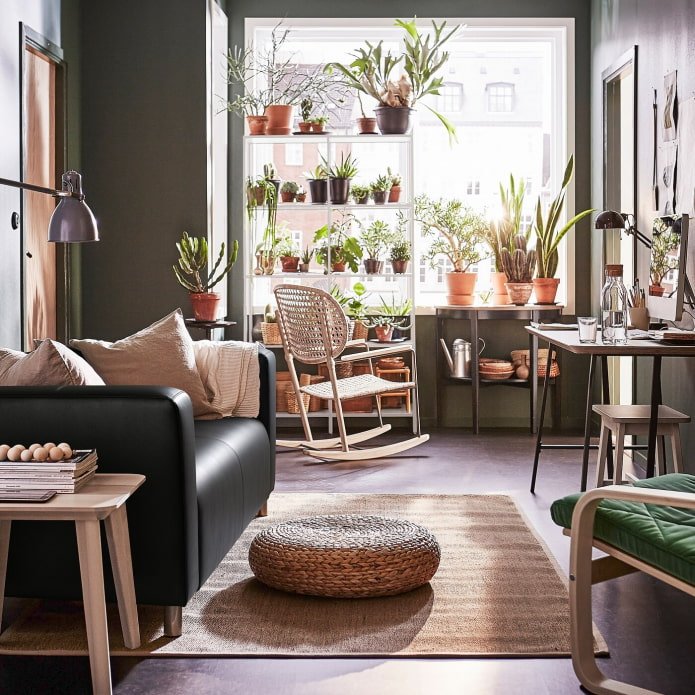 living room with ikea flowers