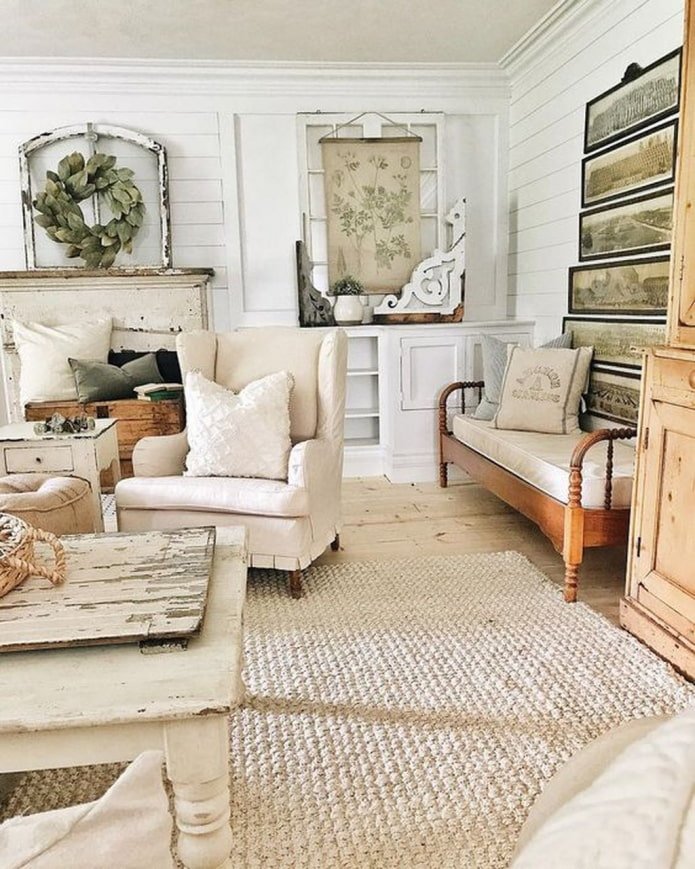 sala de estar de estilo shabby chic