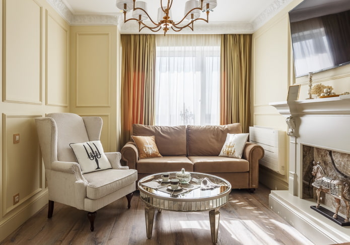 muebles en el recibidor en tonos beige