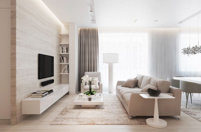 Interior de una sala de estar beige de estilo moderno