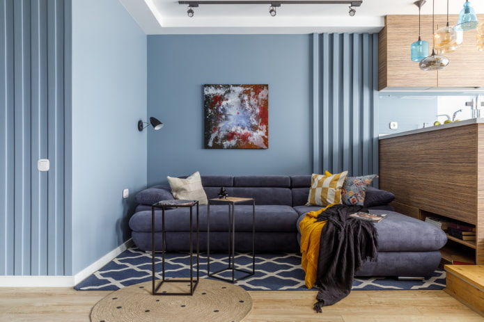 muebles de salón azul