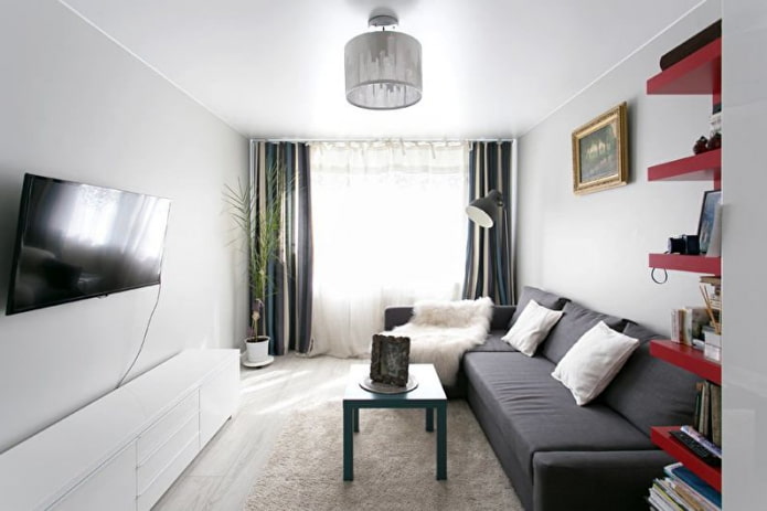 Muebles de la sala de estar en un apartamento de Jruschov