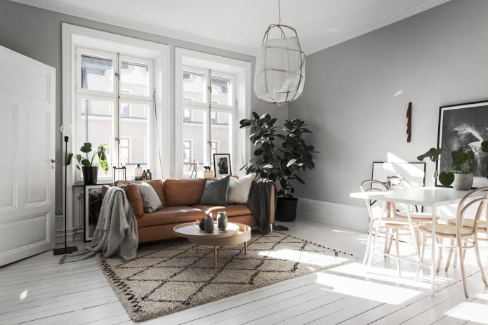 interior de sala de estar en estilo nórdico