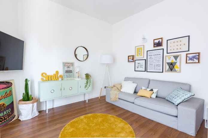Acabado del suelo de la sala de estar en estilo nórdico
