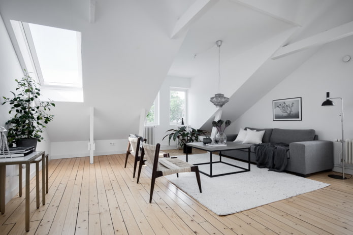Salón de estilo nórdico en el interior de la casa