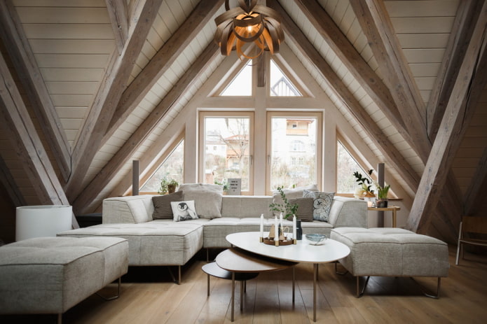 Salón de estilo nórdico en el interior de la casa