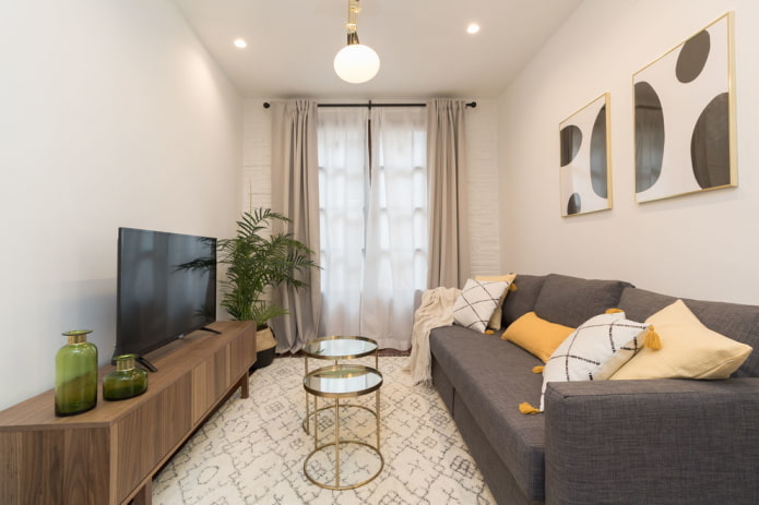 pequeña sala de estar de estilo nórdico