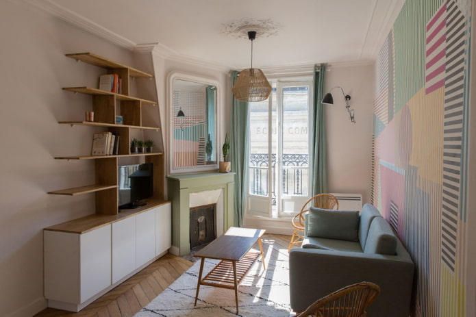 pequeña sala de estar de estilo nórdico