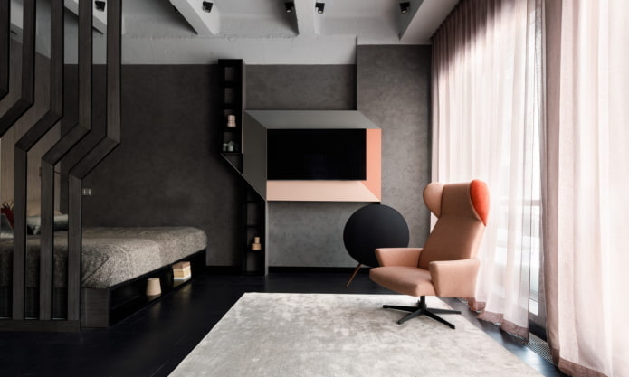 sala de estar con dormitorio