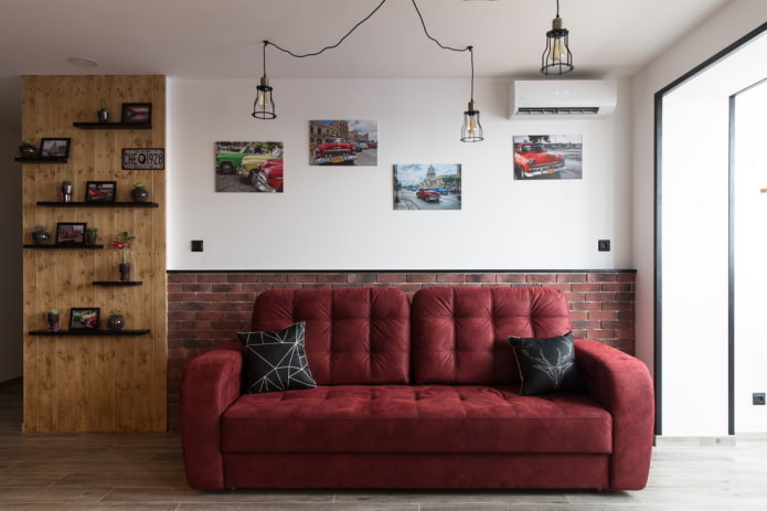decoración del salón en estilo urbano
