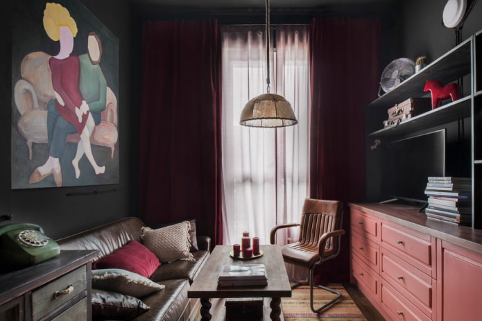 decoración del salón en estilo urbano