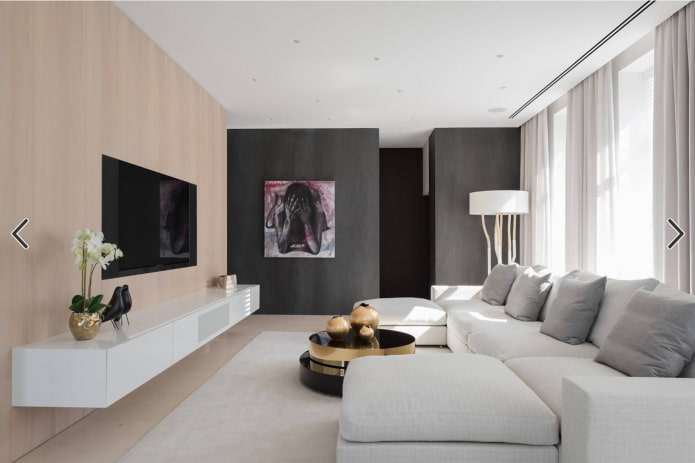 decoración e iluminación en el salón de estilo minimalista
