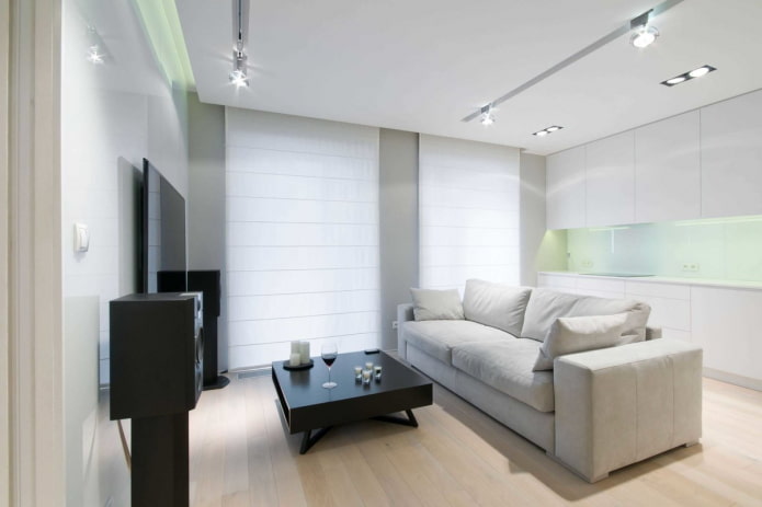 Decoración e iluminación en el salón de estilo minimalista
