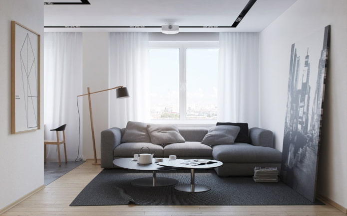 decoración e iluminación en el salón de estilo minimalista