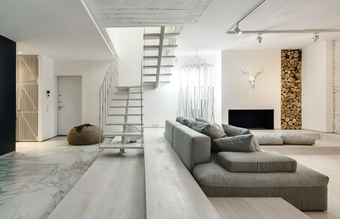 Diseño de interiores de salas de estar de estilo minimalista