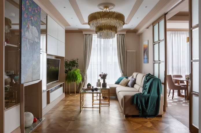 Parquet y techo de dos niveles