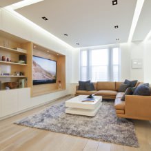Diseño de sala de estar en colores claros: elegir estilo, color, acabado, muebles y cortinas-3