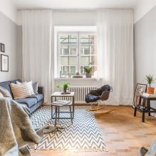 Diseño de sala de estar en colores claros: elegir estilo, color, decoración, muebles y cortinas-8