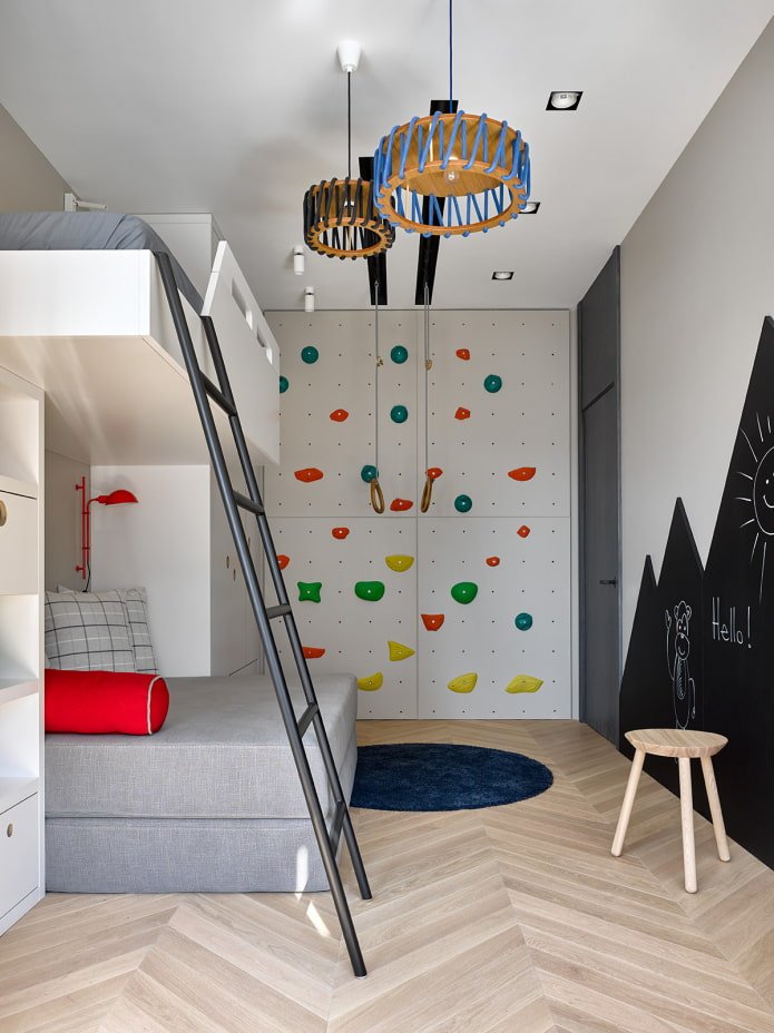 pared de pizarra en la habitación de los niños