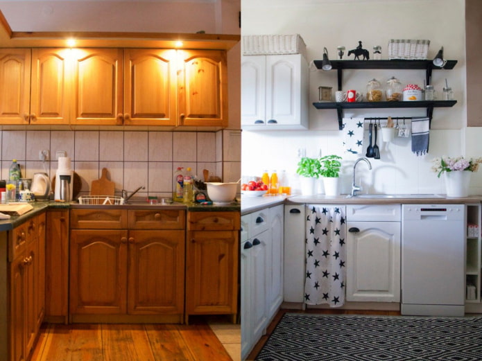 Cocina antes y después de pintar