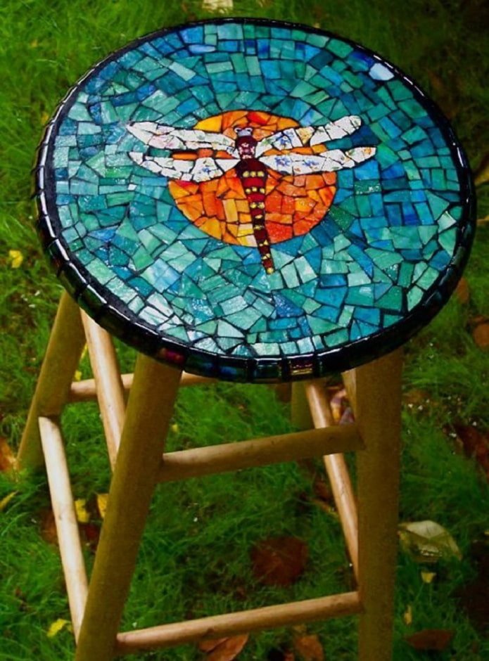 asiento de taburete de mosaico