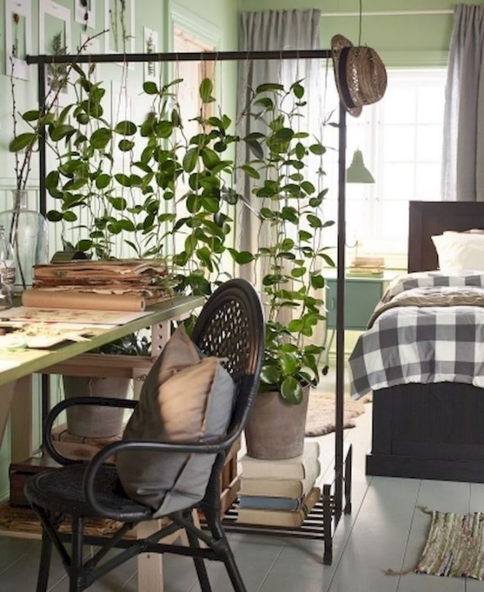 Colgador de suelo con plantas