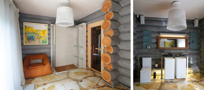 Baño en una casa de madera