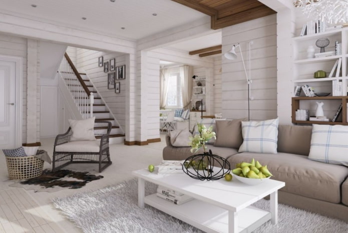 casa de troncos en estilo escandinavo 