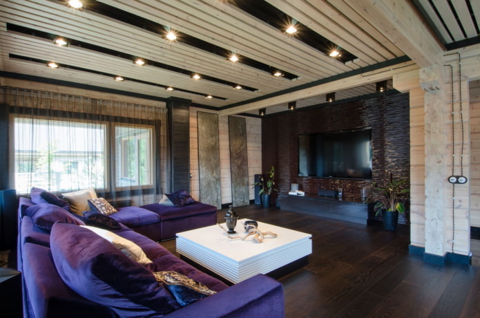 Casa de troncos de estilo tecnológico
