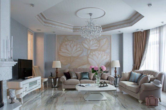 Decoración del salón en el interior de la casa