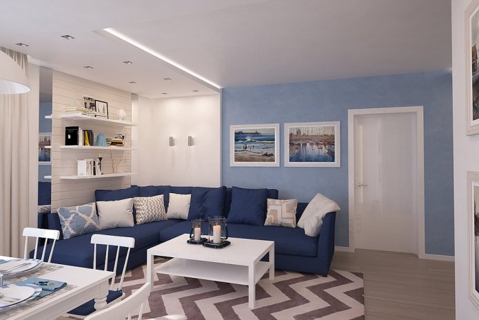 sofá grande en un salón escandinavo