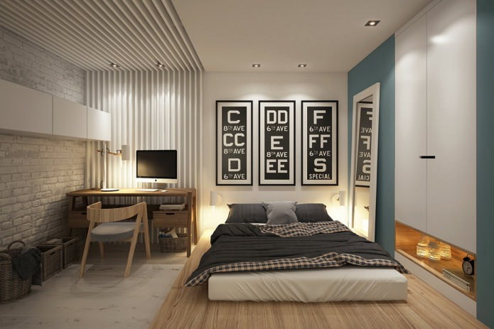 Papel pintado combinado en el dormitorio