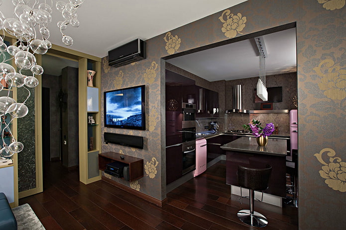 laminado en el interior de la cocina-salón